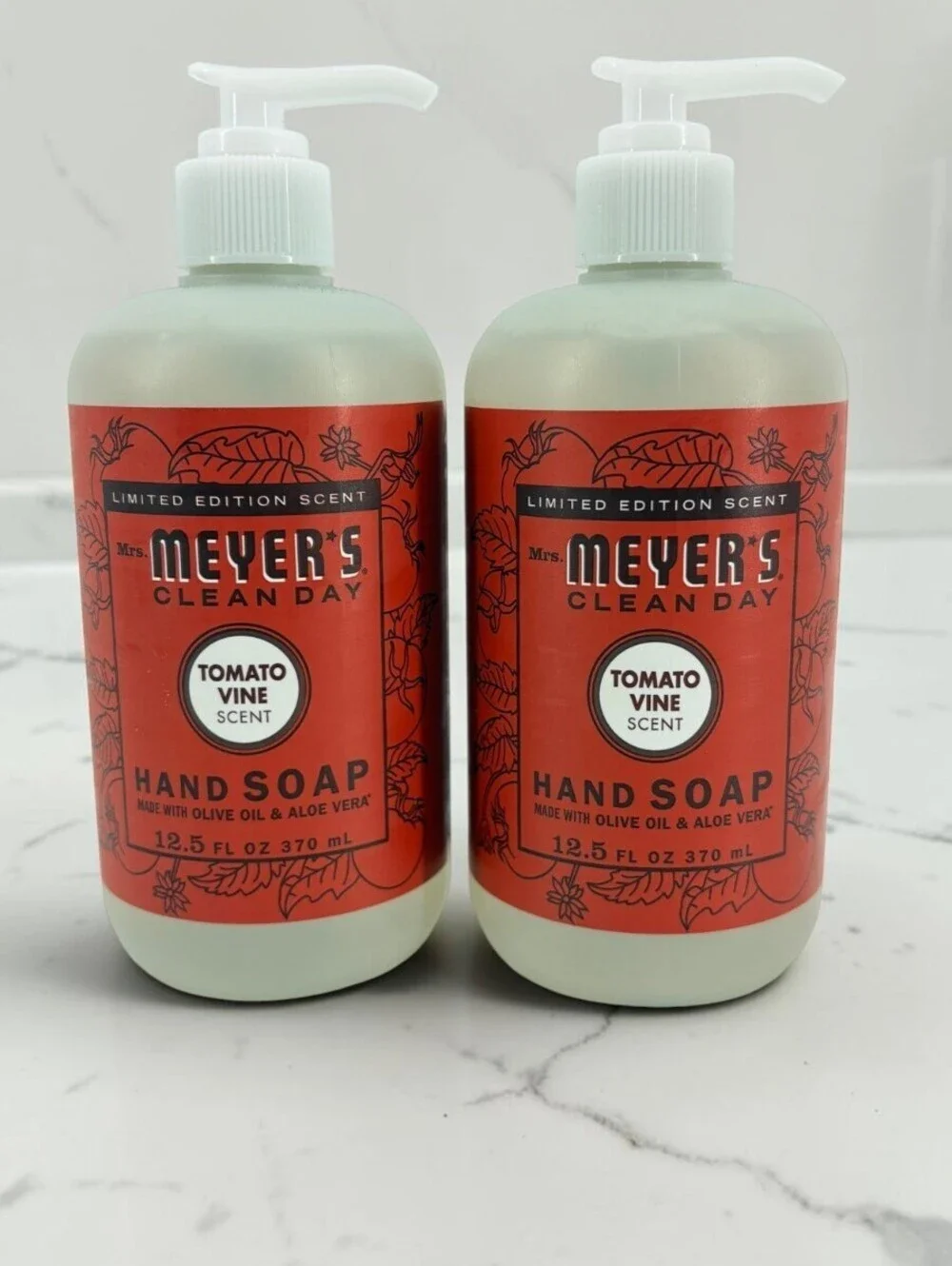 Lot of 2 Mrs. Meyers Clean Day Hand Soap Tomato Vine Limited Edition 12.5oz
